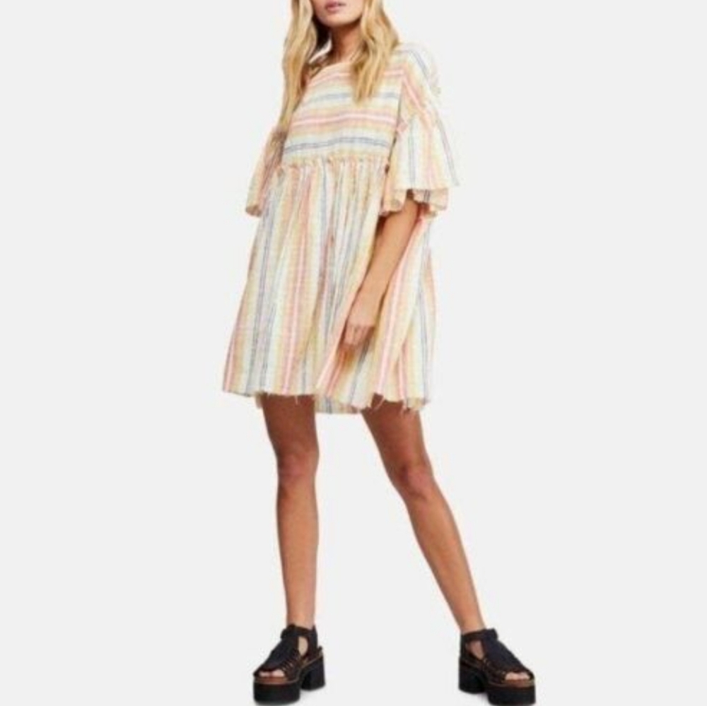 Free People Summer Nights Stripped Dress Women's S Multicolor Boho Casual Beach